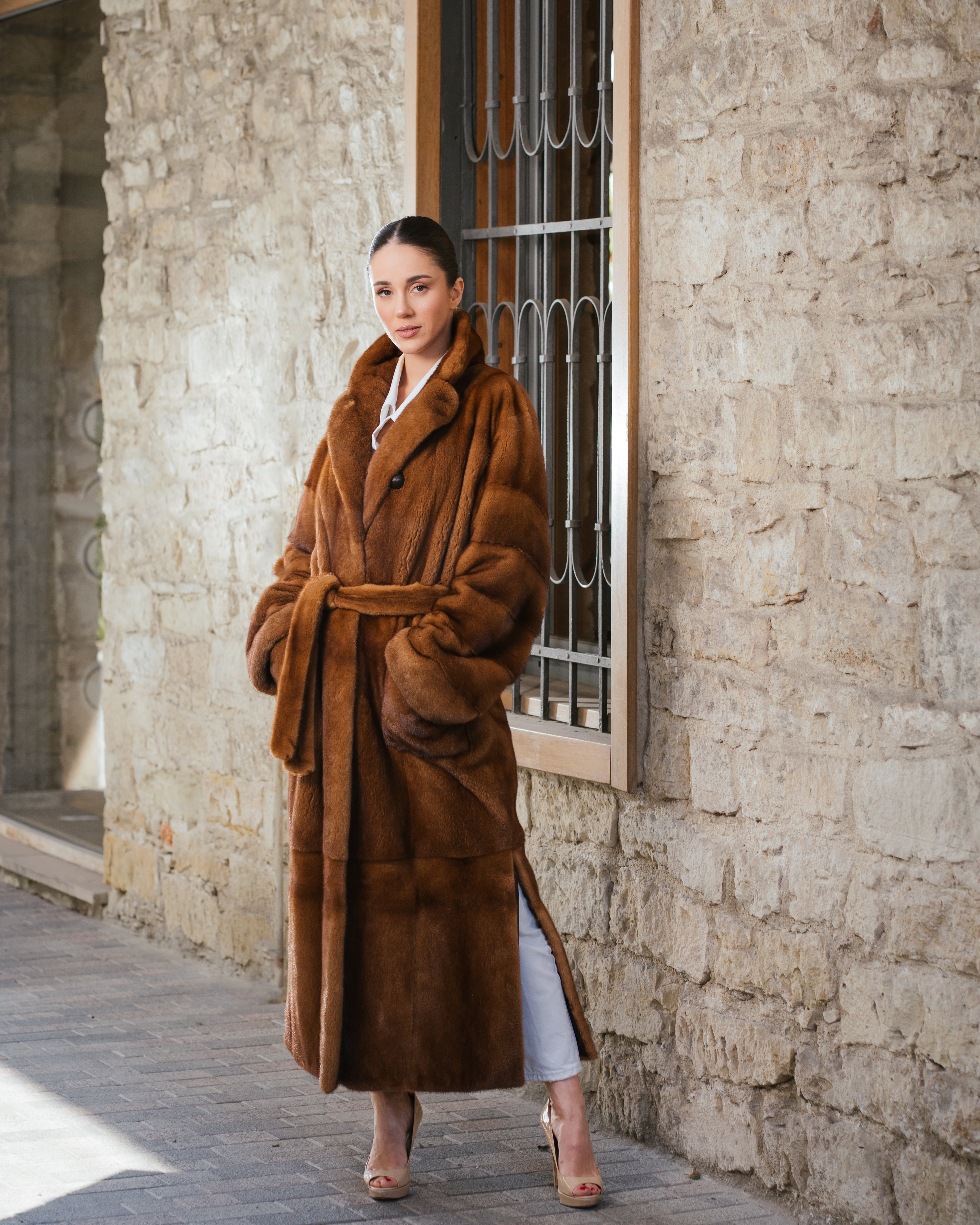 ジャケット・アウター THINKFUR 2025aw Border Fur Coat brown THINK FUR - 【25AW】Border Fur Coat (ブラウン) / ボーダーファー