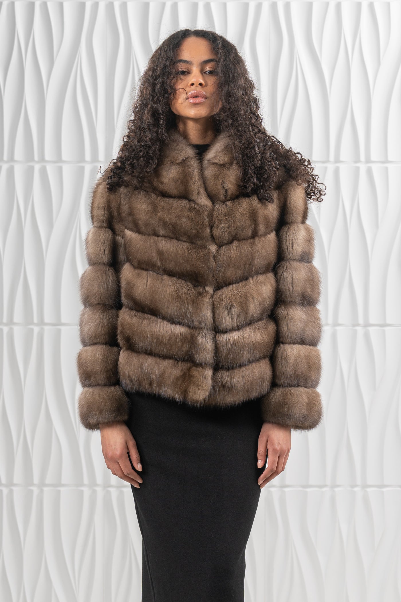 RUSSIAN SABLE LAVANDER SKIN NATURAL LONG HAIR SHORT JACKET L1,7 V/K 26M9005