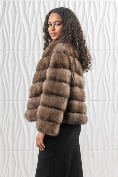 RUSSIAN SABLE LAVANDER SKIN NATURAL LONG HAIR SHORT JACKET L1,7 V/K 26M9005