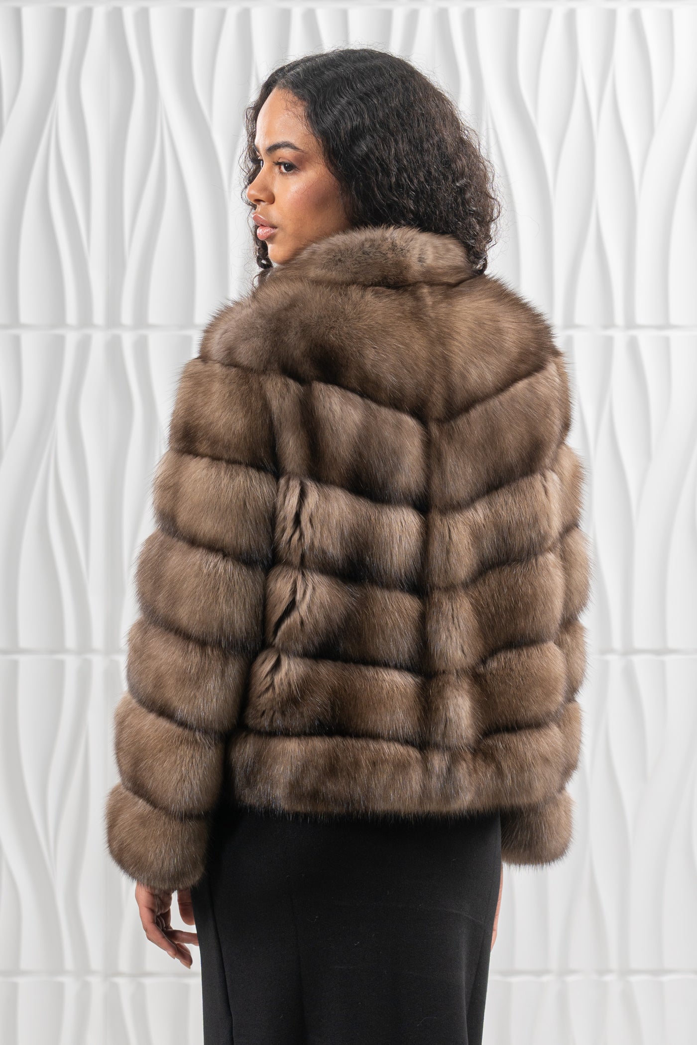 RUSSIAN SABLE LAVANDER SKIN NATURAL LONG HAIR SHORT JACKET L1,7 V/K 26M9005