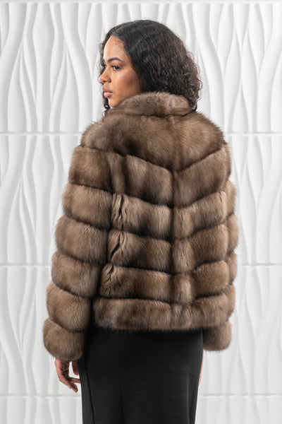 RUSSIAN SABLE LAVANDER SKIN NATURAL LONG HAIR SHORT JACKET L1,7 V/K 26M9005