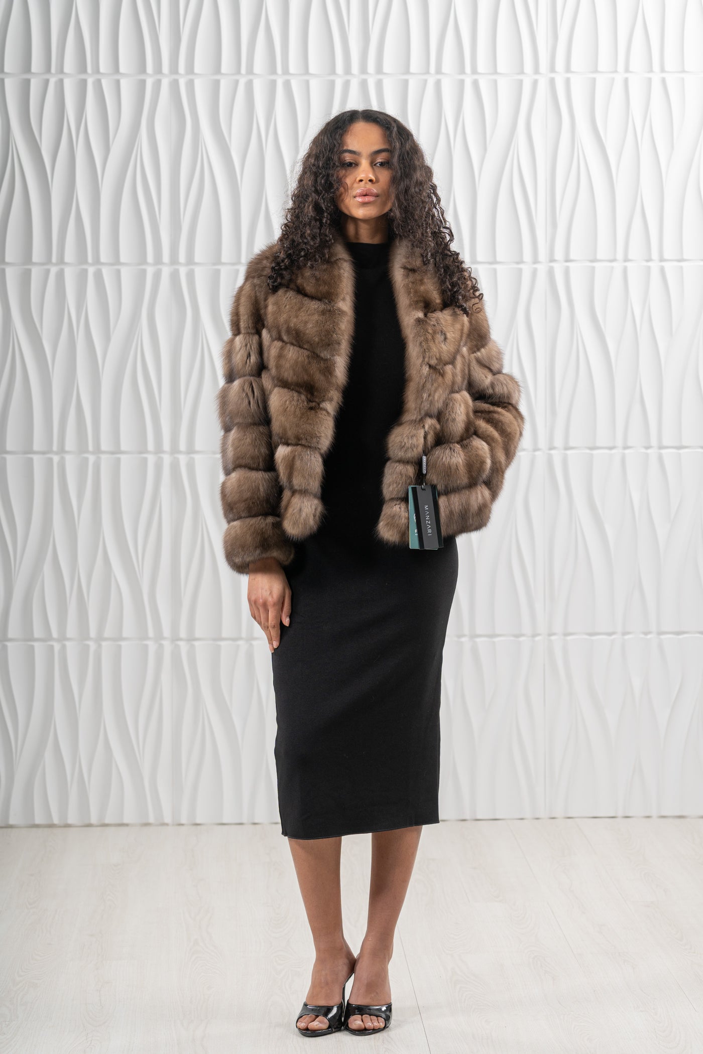 RUSSIAN SABLE LAVANDER SKIN NATURAL LONG HAIR SHORT JACKET L1,7 V/K 26M9005