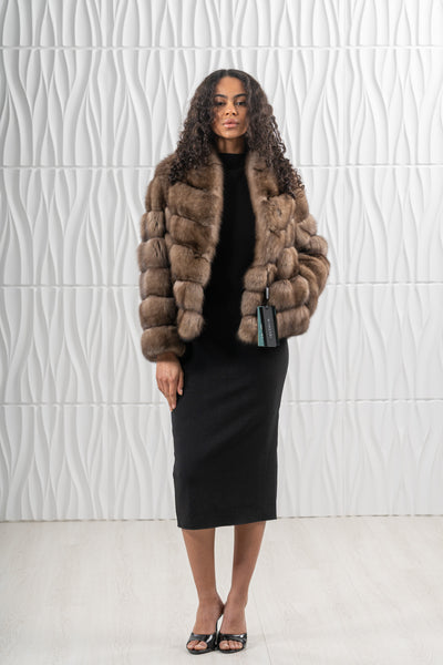 RUSSIAN SABLE LAVANDER SKIN NATURAL LONG HAIR SHORT JACKET L1,7 V/K 26M9005