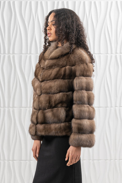 Manzari sable fur coat with a modern design