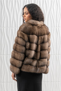 Manzari Lavander Russian sable fur coat with a modern design