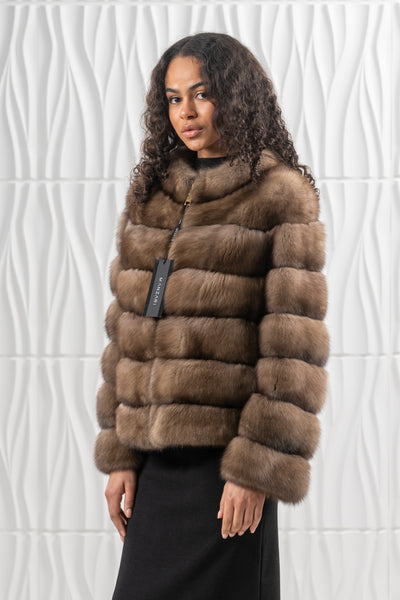 Manzari sable fur coat with a modern design