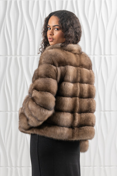 Manzari sable fur coat with a modern design