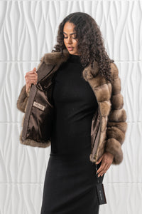 Manzari Lavander Russian sable fur coat for a timeless look