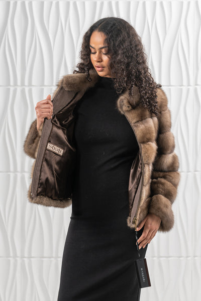 Luxurious manzari sable fur coat on display
