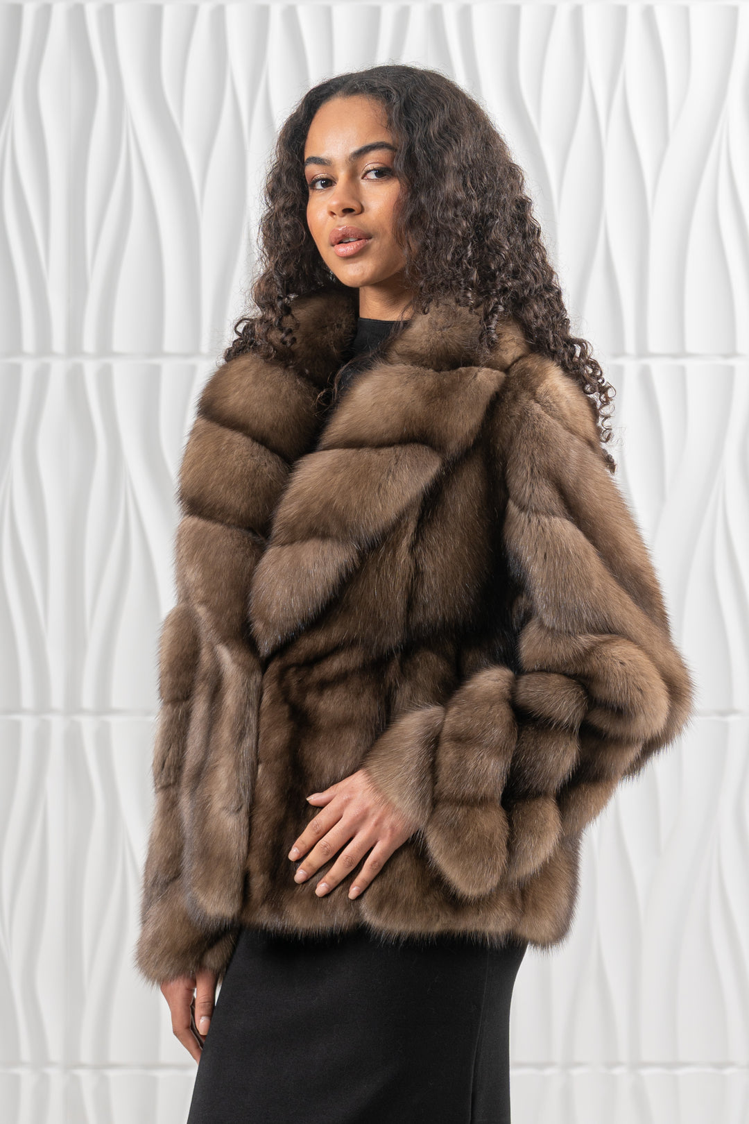Elegant Platinum Russian sable fur coat by manzari