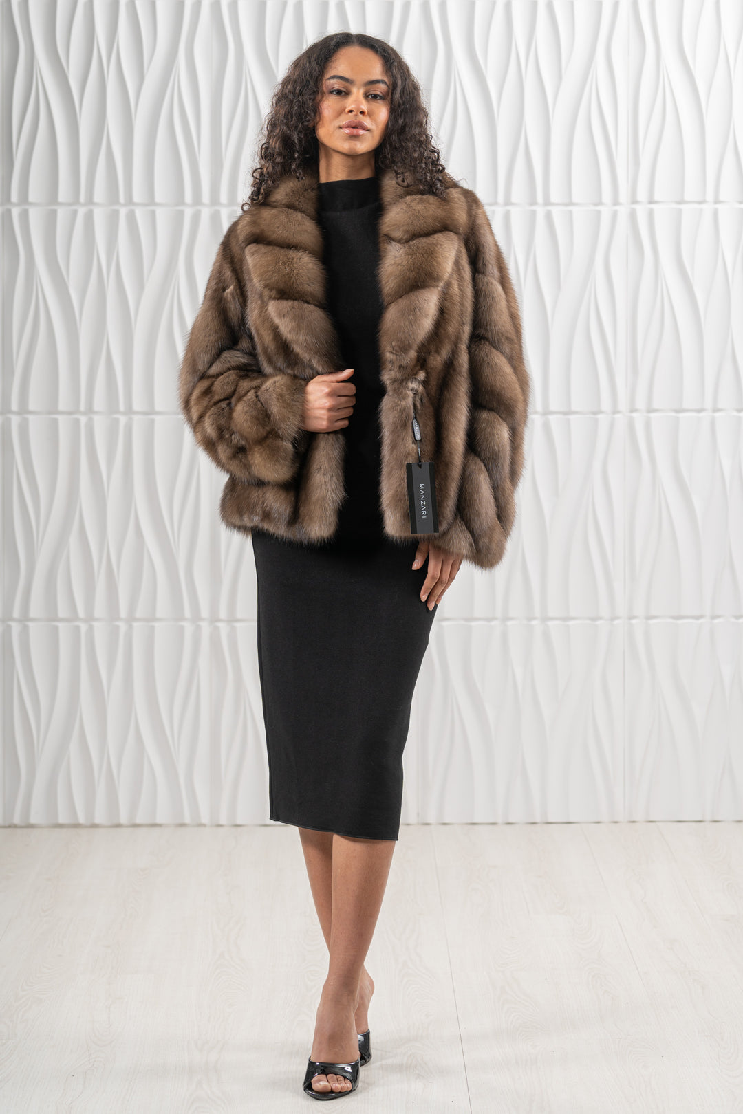 Manzari Platinum Russian sable fur coat with a modern design