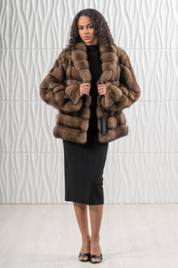 Premium Platinum Russian sable fur coat for winter fashion