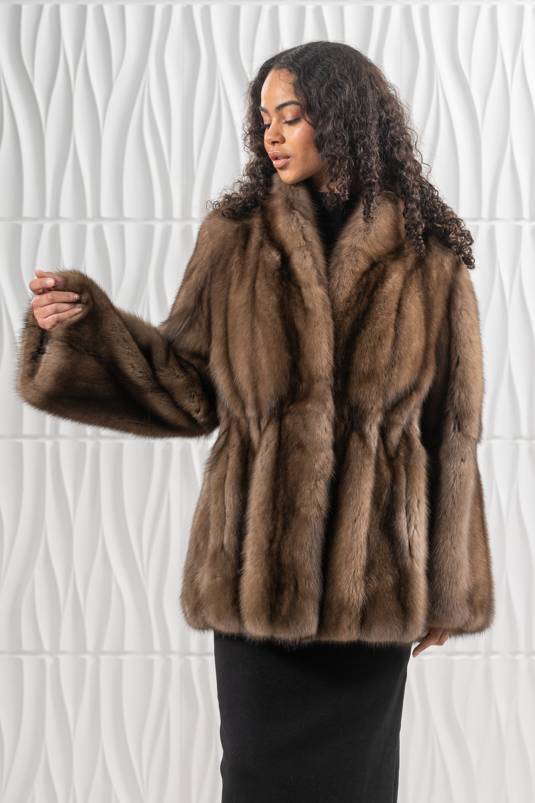 Elegant Platinum Russian sable fur coat by manzari