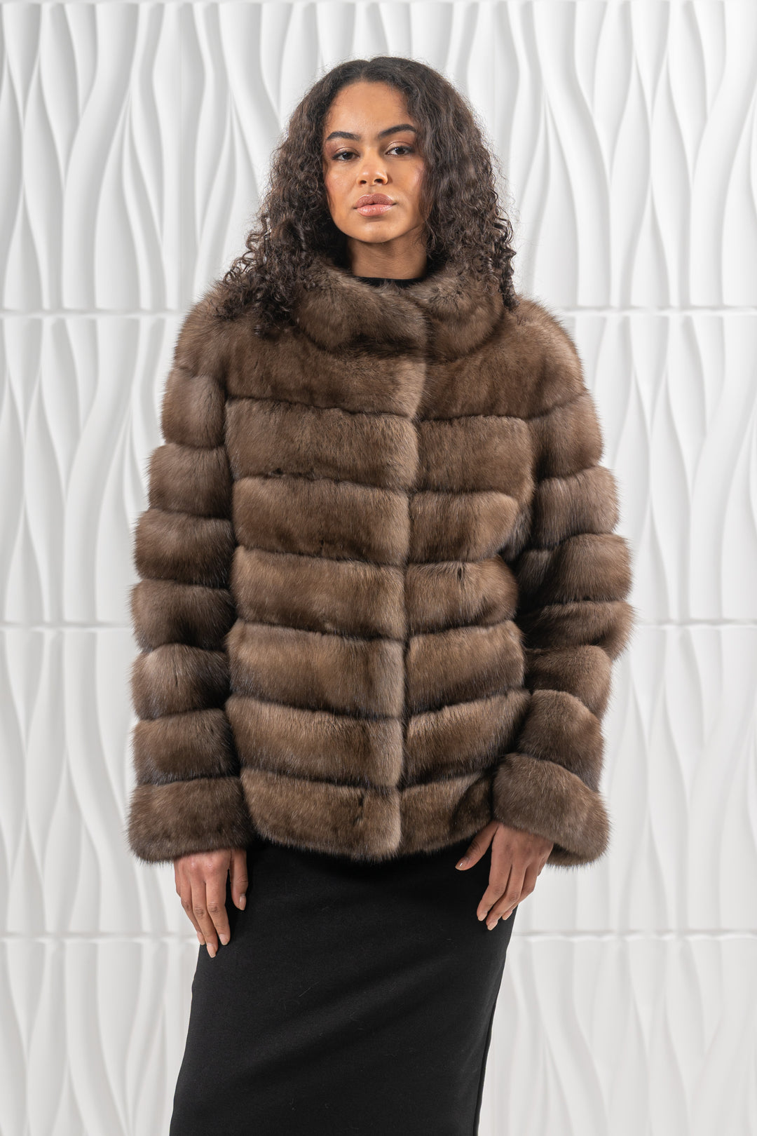 Manzari Lavander Russian sable fur coat for a timeless look