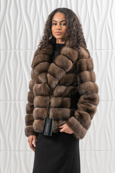 Premium sable fur coat for winter fashion