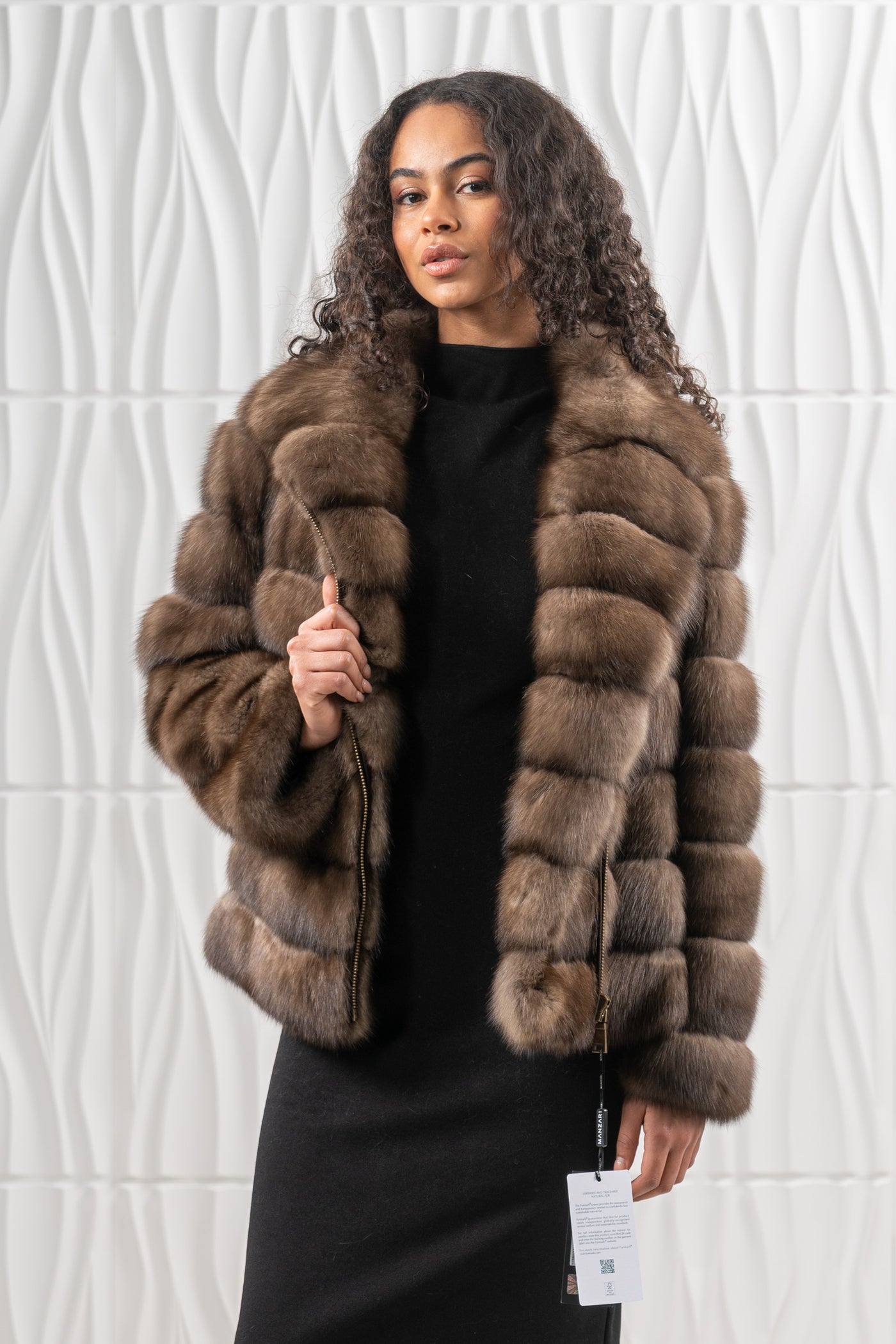 Premium sable fur coat for winter fashion