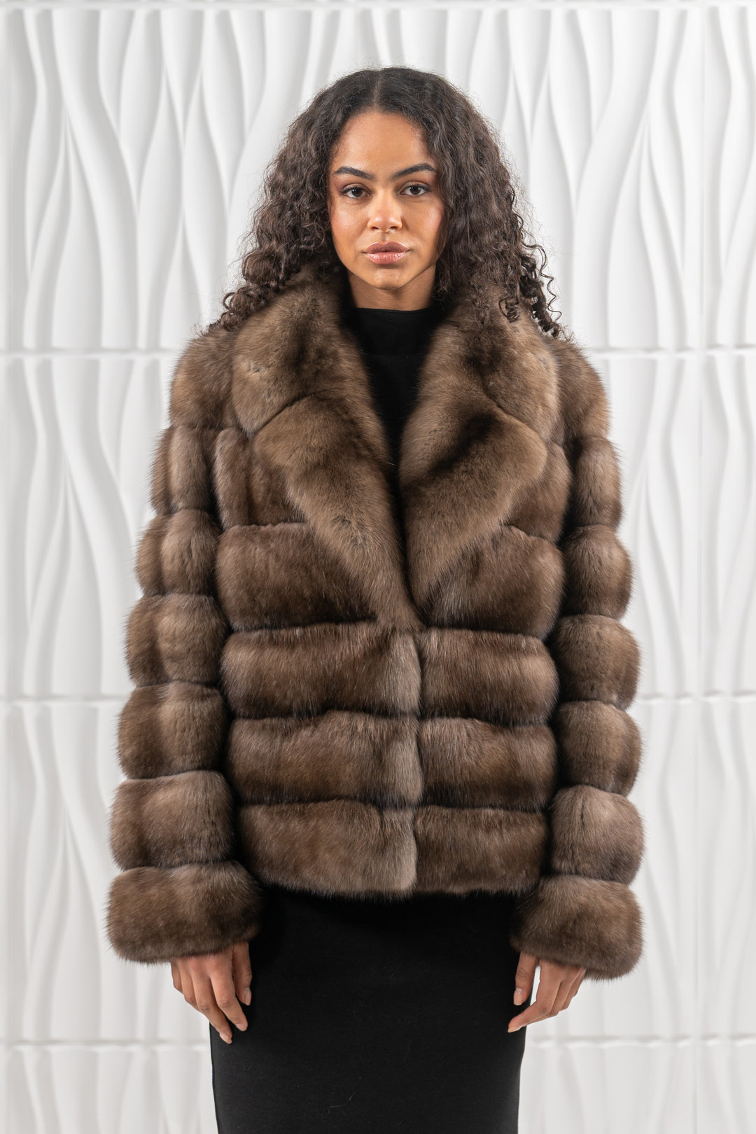 Premium Platinum Russian sable fur coat for winter fashion