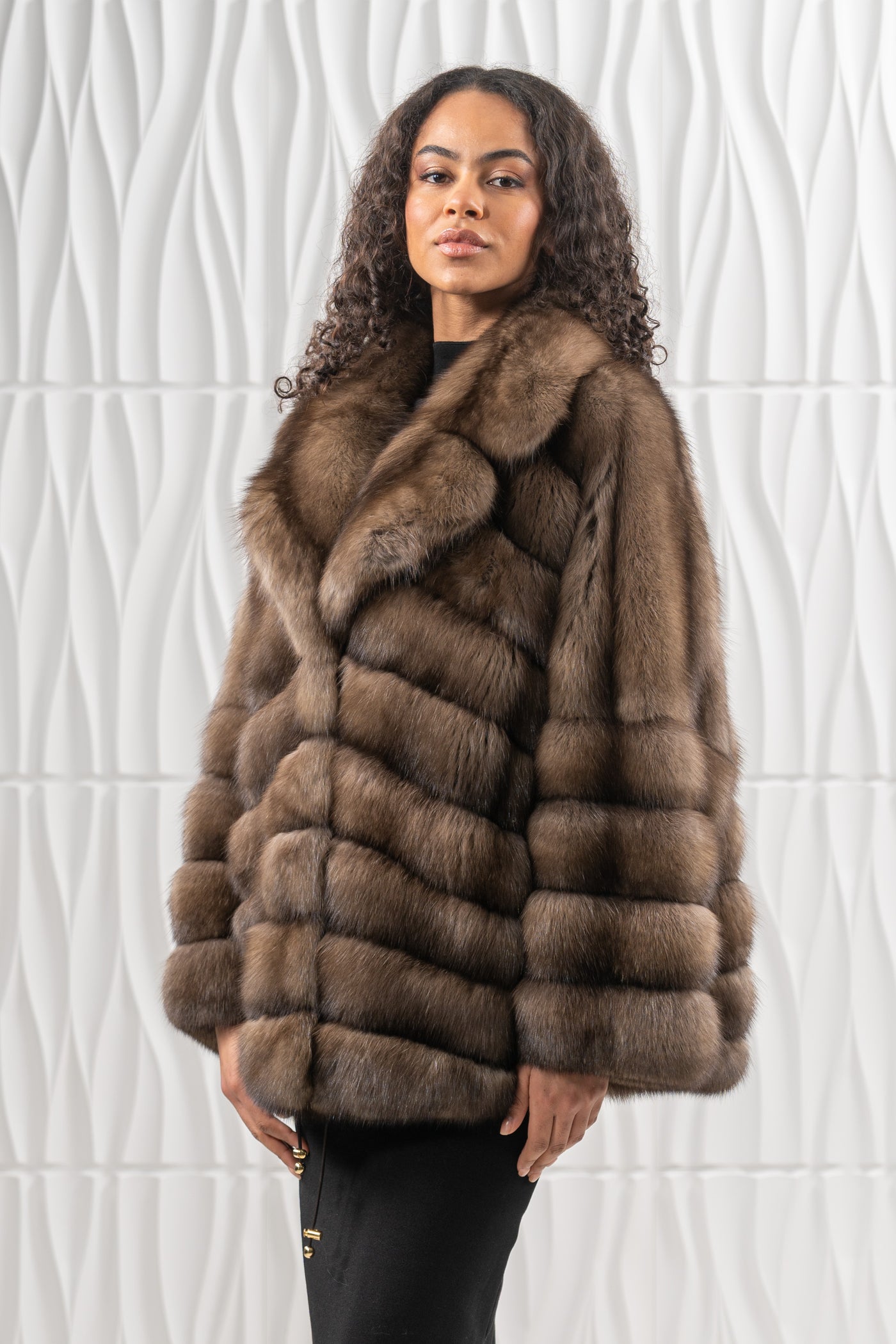 Manzari sable fur coat with a modern design