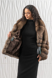 Sophisticated Platinum Russian sable fur coat for special occasions