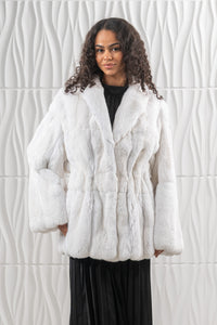 Manzari Snow White Chinchilla fur coat with a modern touch