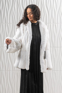 Soft and luxurious Snow White Chinchilla fur coat by manzari