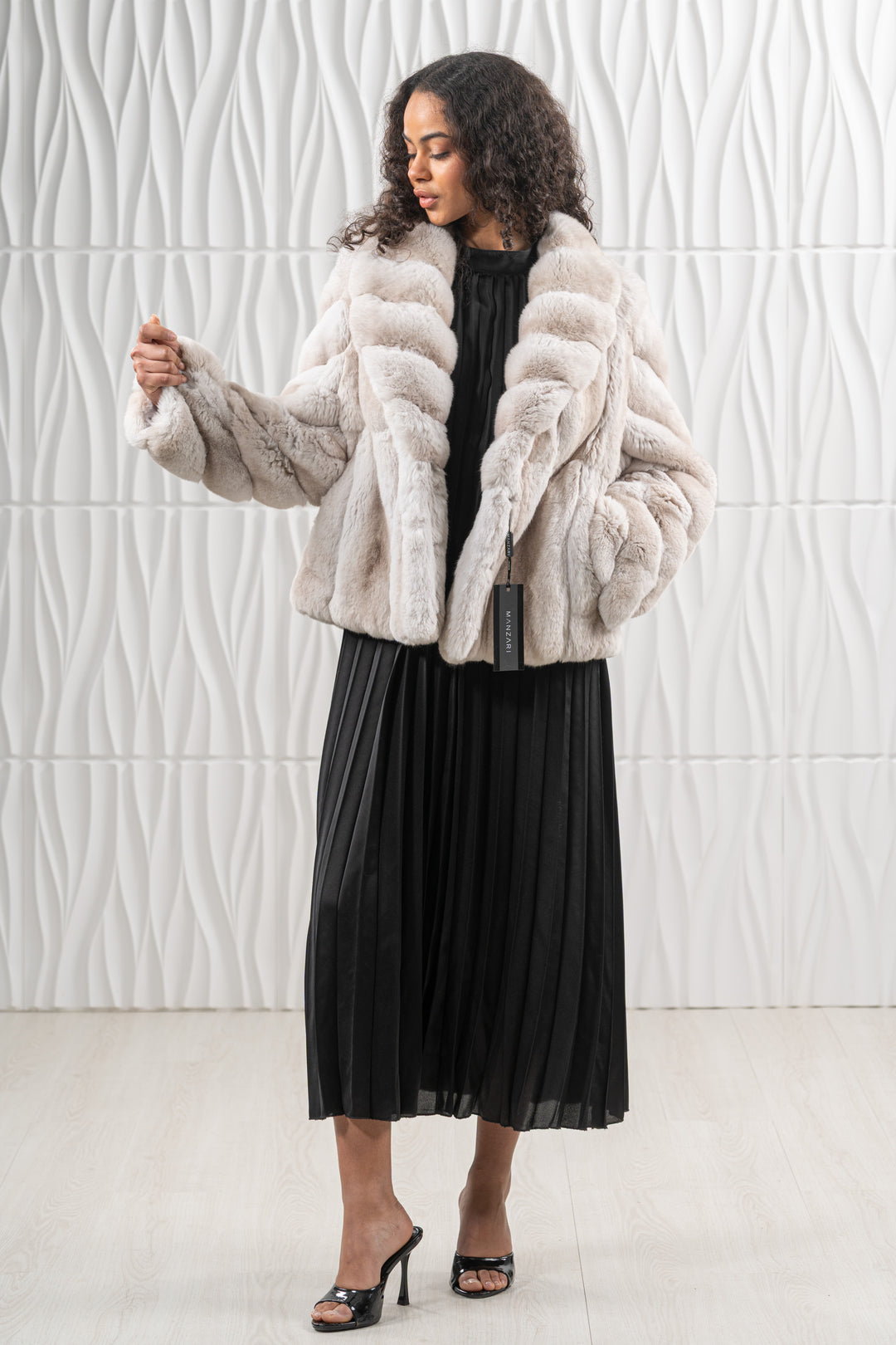 Manzari Ice Cream Chinchilla fur coat for ultimate elegance