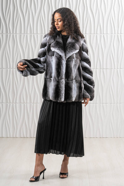 Chinchilla Skin Natural Long Hair Short Jacket L1.5 S/S 26M6430