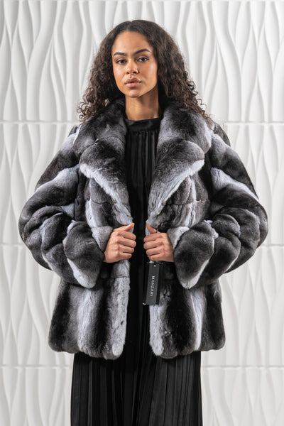 CHINCHILLA SKIN NATURAL LONG HAIR SHORT JACKET L1.5 S/S 26M6430