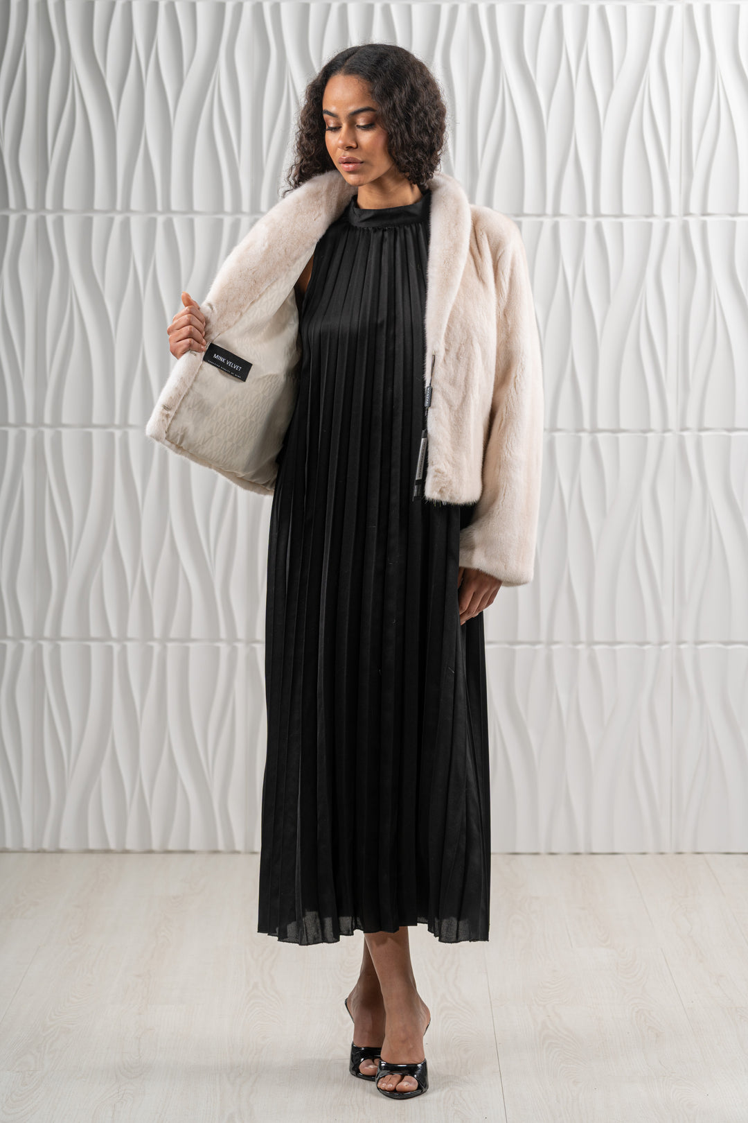 Chic Pearl Mink fur coat by manzari for a bold statement