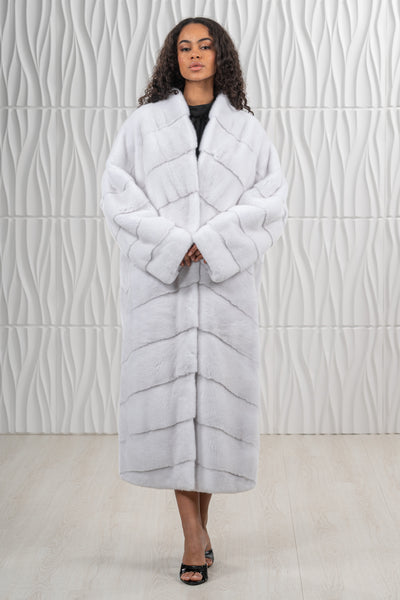 Model wearing a manzari mink fur coat