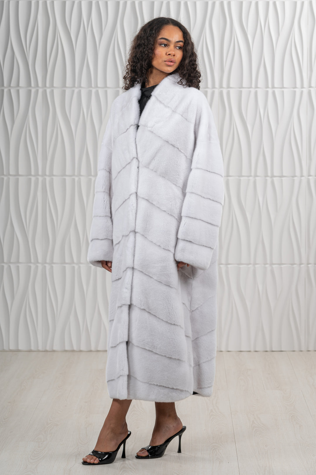 Elegant White Mink fur coat for a refined look