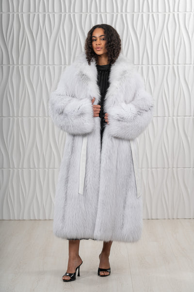 FOX SKIN ARCTIC MARBLE LONG HAIR COAT L1 L/O 25M5485