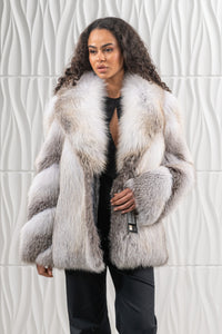 High-quality Fawn Light Fox fur coat for fashion enthusiasts