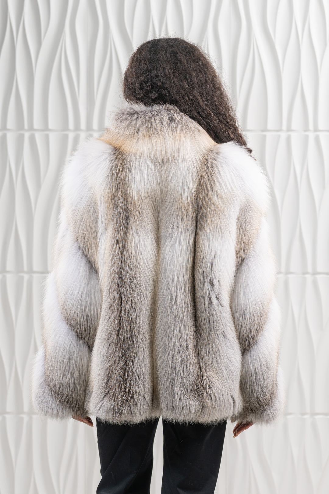 Chic and stylish Fawn Light Fox fur coat by manzari