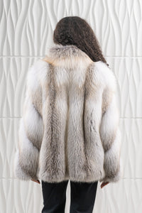 Chic and stylish Fawn Light Fox fur coat by manzari