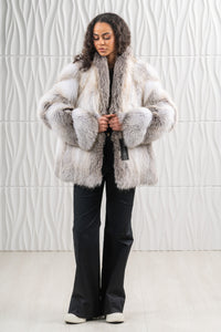 High-quality Fawn Light Fox fur coat for fashion enthusiasts