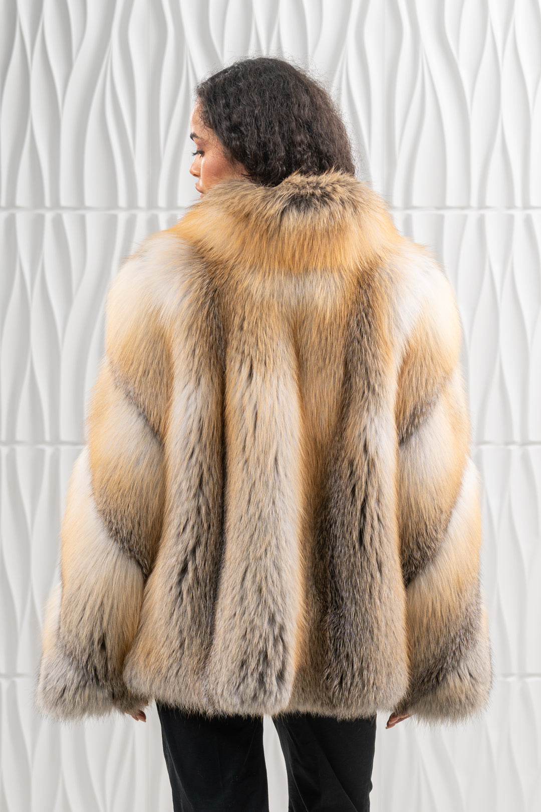 Premium Golden Island Fox fur coat for a unique style