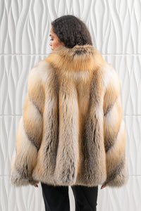Premium Golden Island Fox fur coat for a unique style