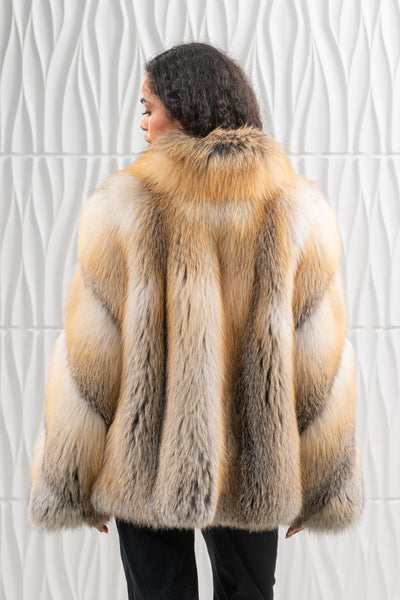 Manzari fox fur coat with intricate details