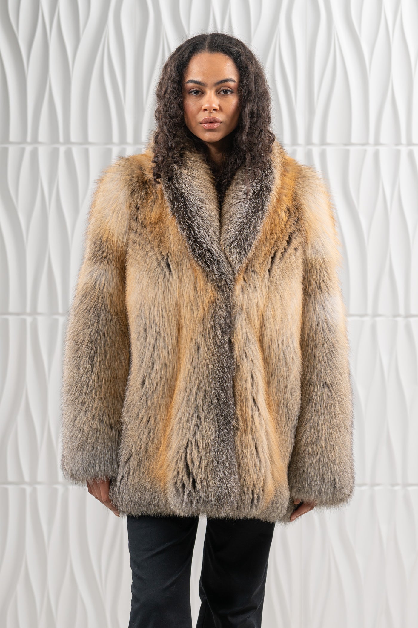 FOX SKIN GOLDEN ISLAND LONG HAIR SHORT JACKET L1 L/O 22MF7950