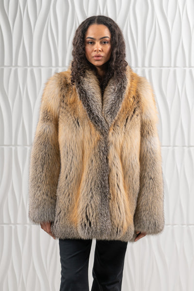 FOX SKIN GOLDEN ISLAND LONG HAIR SHORT JACKET L1 L/O 22MF7950