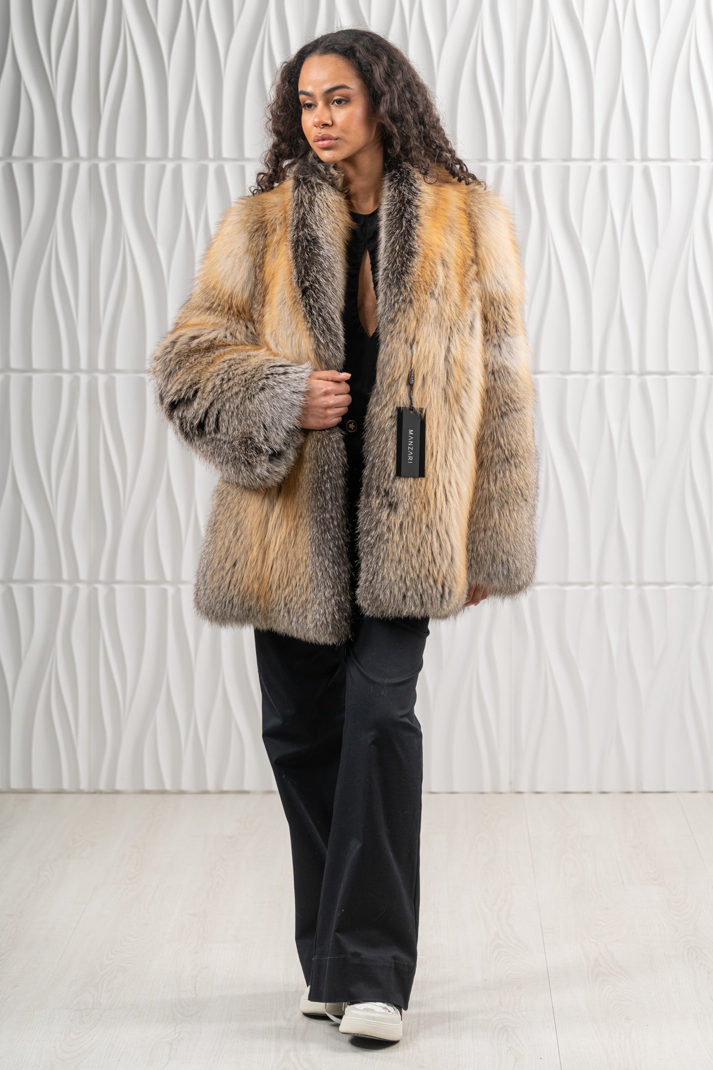 FOX SKIN GOLDEN ISLAND LONG HAIR SHORT JACKET L1 L/O 22MF7950