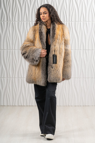 FOX SKIN GOLDEN ISLAND LONG HAIR SHORT JACKET L1 L/O 22MF7950