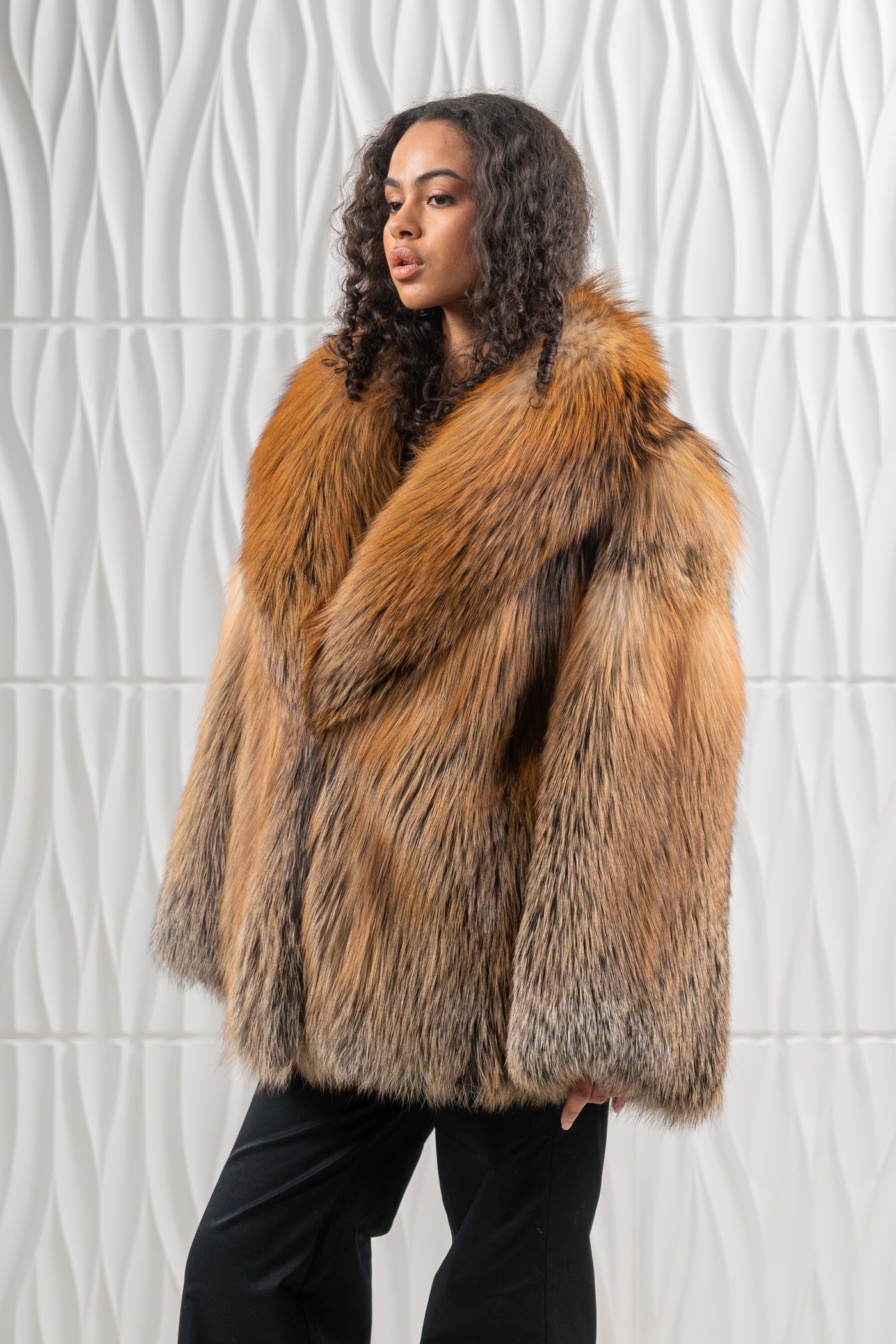 Elegant fox fur coat for modern fashion