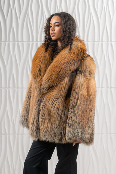 Elegant fox fur coat for modern fashion