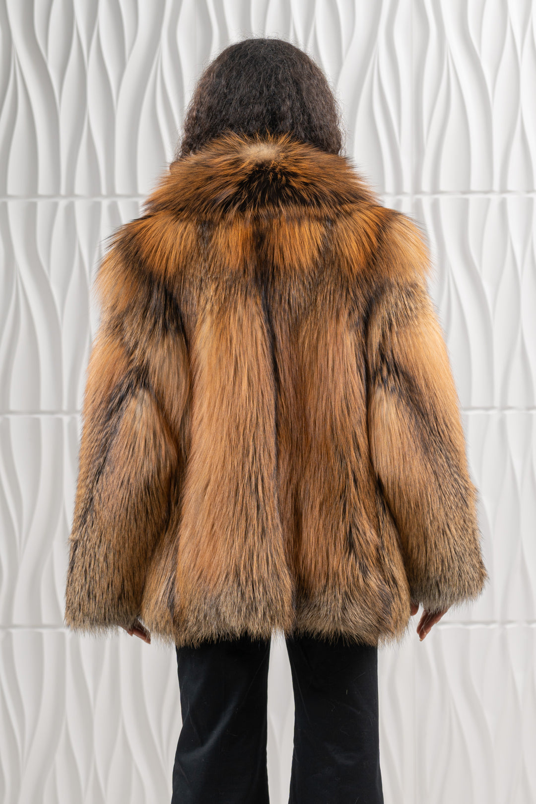 Premium Golden Island Fox fur coat for a unique style