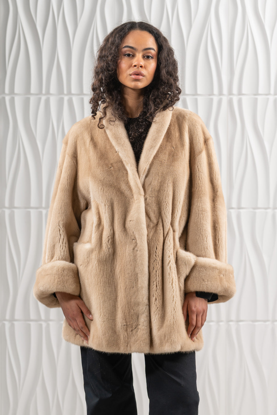 Premium Palomino Mink fur coat for a sophisticated style
