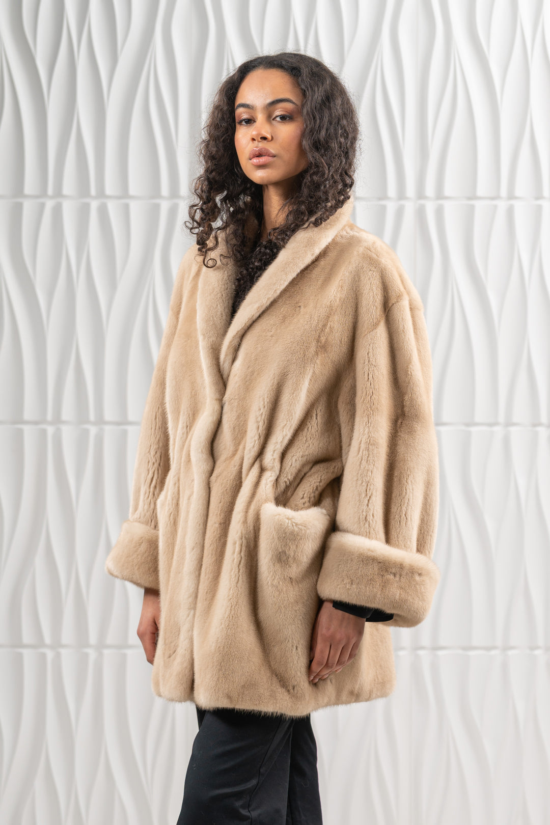 Elegant Palomino Mink fur coat for a refined look