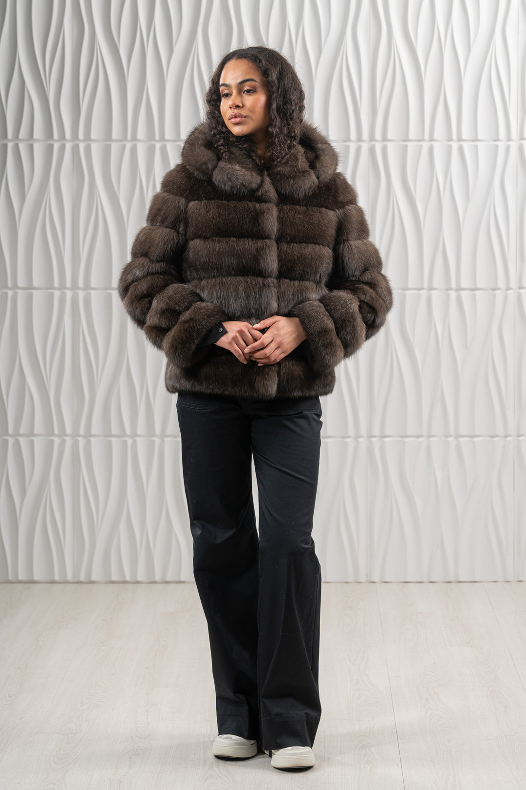 Sophisticated Carbonio Russian sable fur coat for special occasions