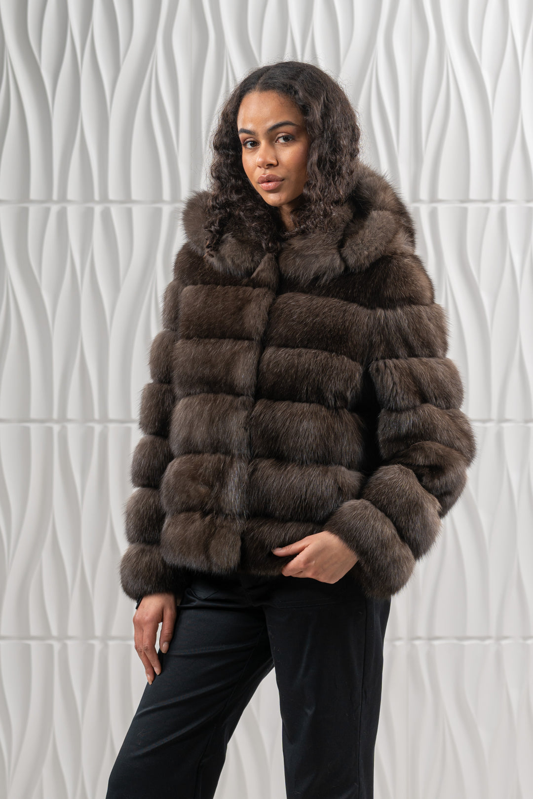 Premium Carbonio Russian sable fur coat for winter fashion